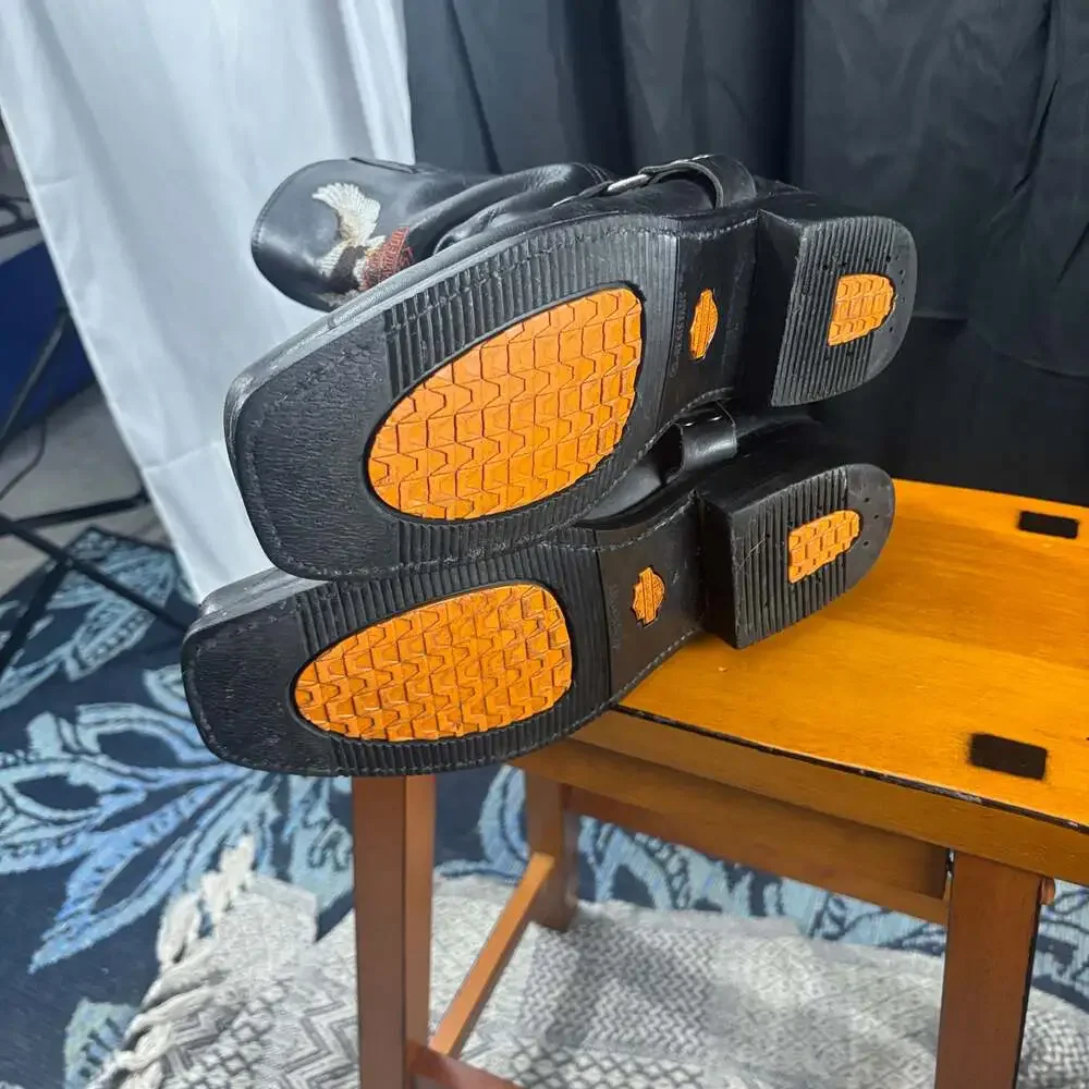 Harley Davidson Motorcycles Embroidered Eagle Harness Leather Boots 11
